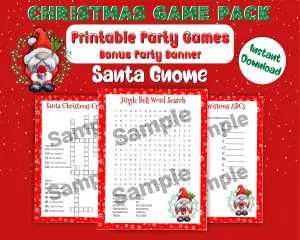 Santa Gnome - Christmas Printable Games Party Pack