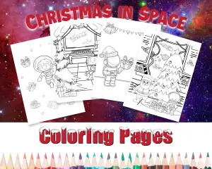 Christmas in Space - Printable Coloring Pages