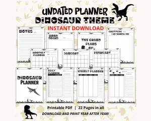 Dinosaur Undated Planner & Gratitude Journal