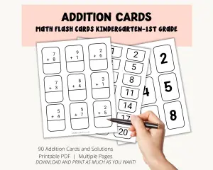 Addition Flash Cards - Print & Cut
