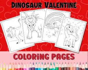 Dinosaur Valentine's Day - Printable Coloring Pages