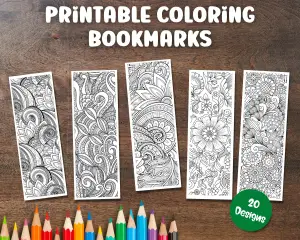 Coloring Bookmarks - Floral & Paisley 20 Bookmark Set