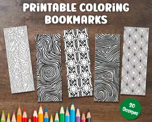 Coloring Bookmarks - Abstract Designs 20 Bookmark Set