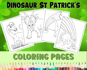 Dinosaur St Patrick's Day - Printable Coloring Pages