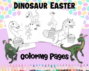 Dinosaur Easter - Printable Coloring Pages