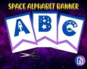 Space & Astronaut Alphabet Banner (with Numbers)