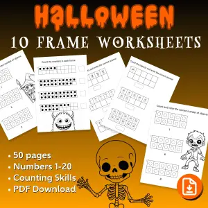 Halloween 10 Frame Worksheets