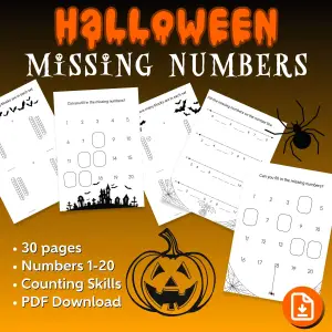 Halloween Math - Missing Numbers & Block Counting