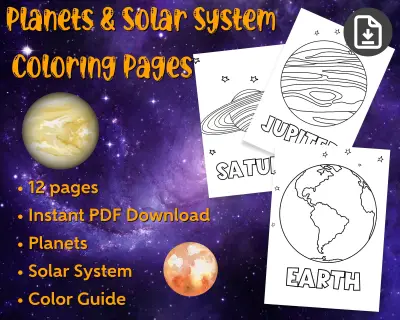 Planets & Solar System - Printable Coloring Pages