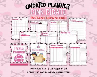 Pink Pirate Undate Planner & Gratitude Journal