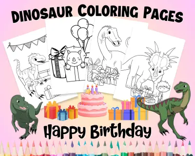 Dinosaur Coloring Pages - Birthday Party