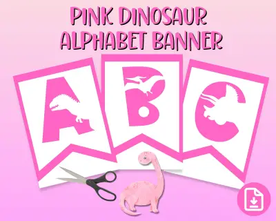 Pink Dinosaur Alphabet Banner (with Numbers)