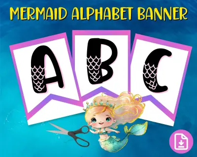 Mermaid Alphabet Banner (with Numbers)