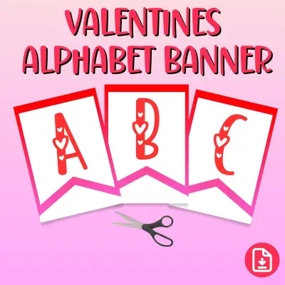 Valentine Hearts Alphabet Banner (with Numbers)