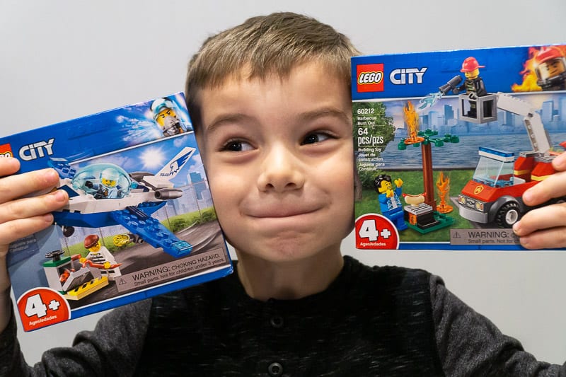 Happy Boy with Lego sets