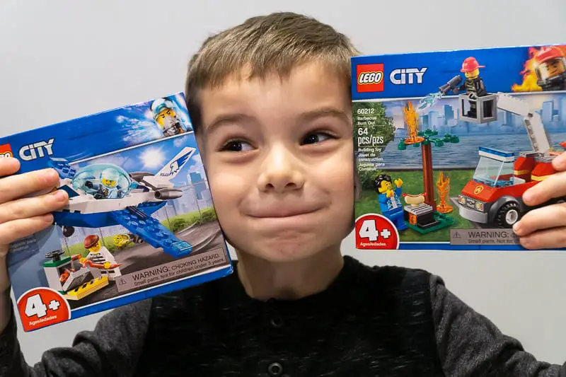 Happy Boy with Lego sets