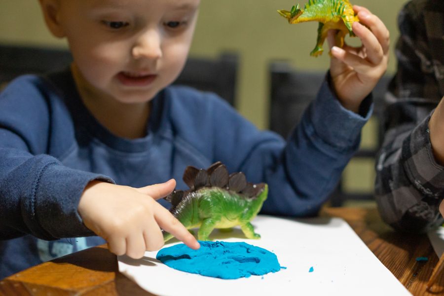 STEM Dinosaur activity with play doh