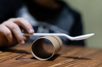 Toilet Paper Roll Catapult activity setup