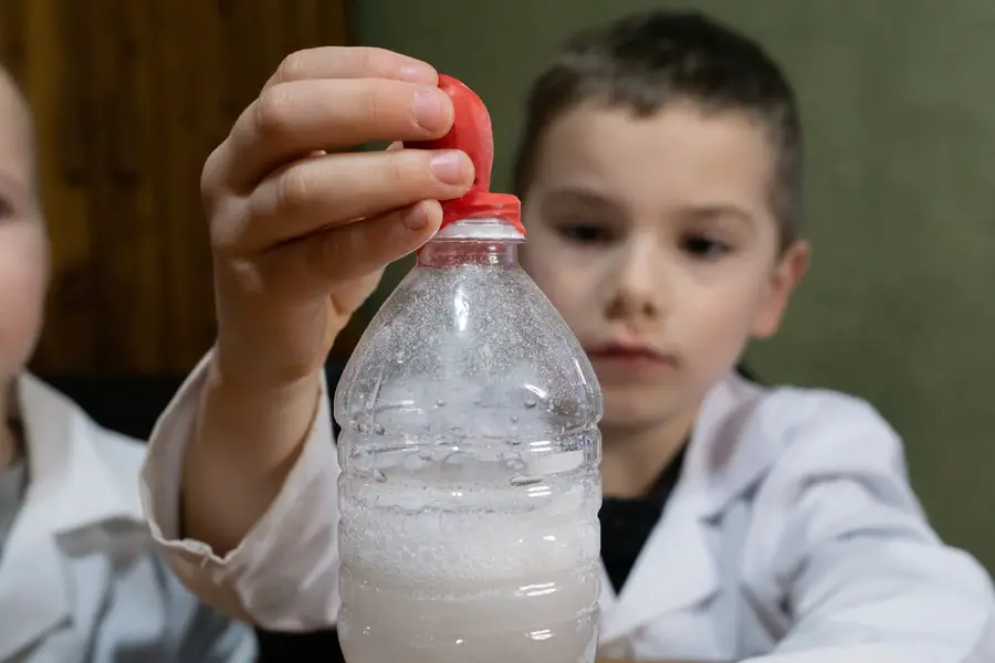 Plastic Bottle STEM project with vinegar and baking soda