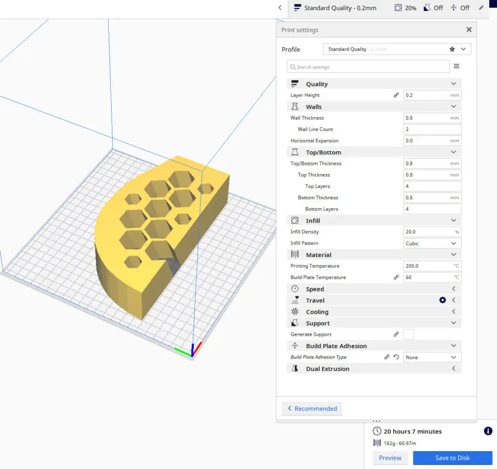 3D Printed Guitar in Cura Slicer