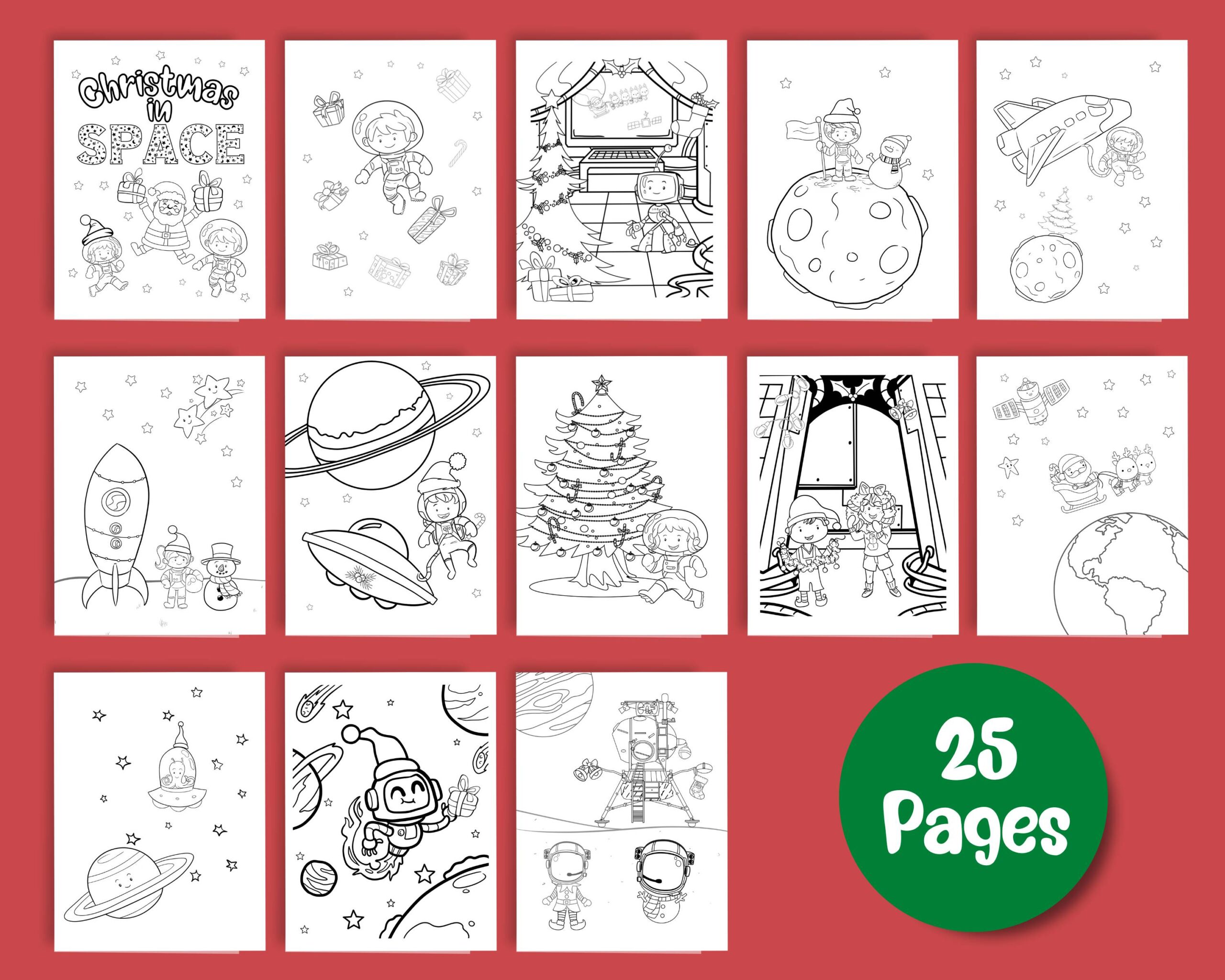 Christmas in Space Coloring Pages