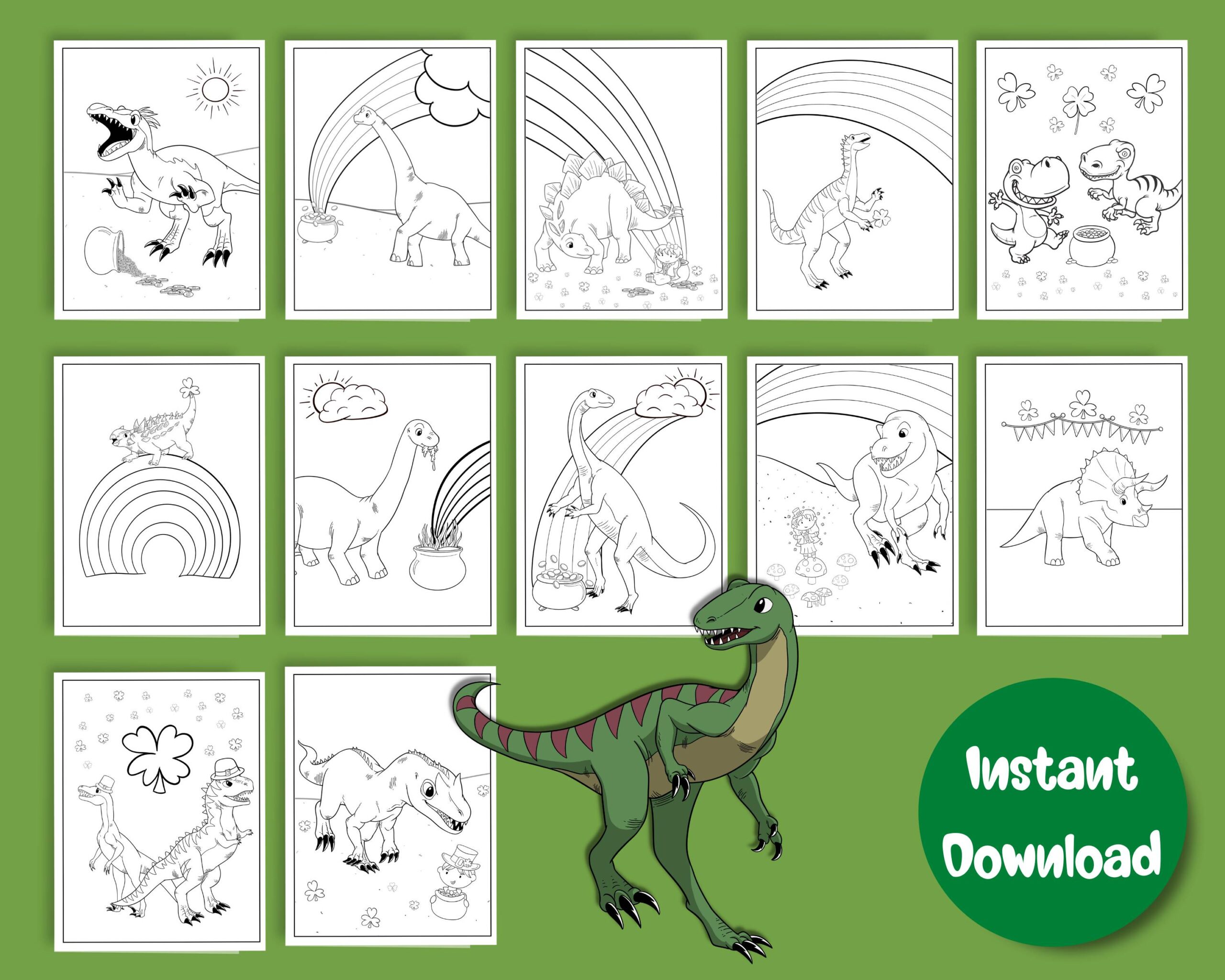 Dinosaur St Patricks Day Coloring Pages