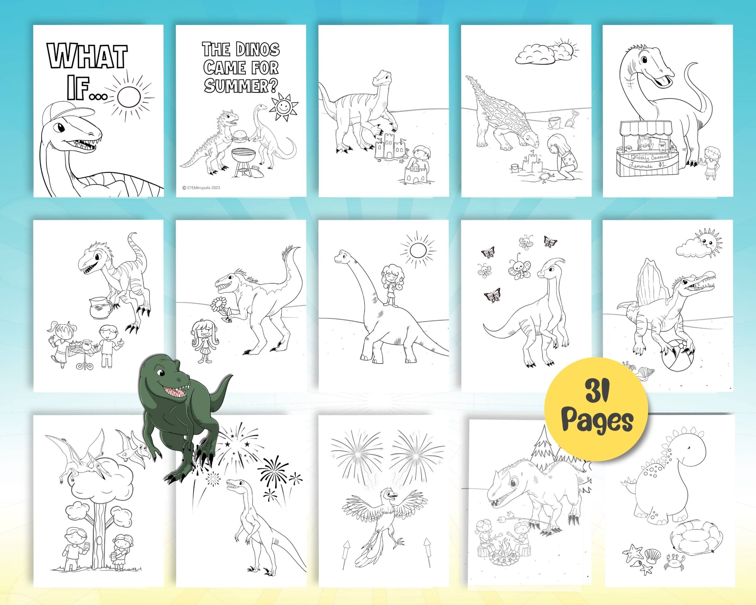 Dinosaur Coloring Pages-Summer