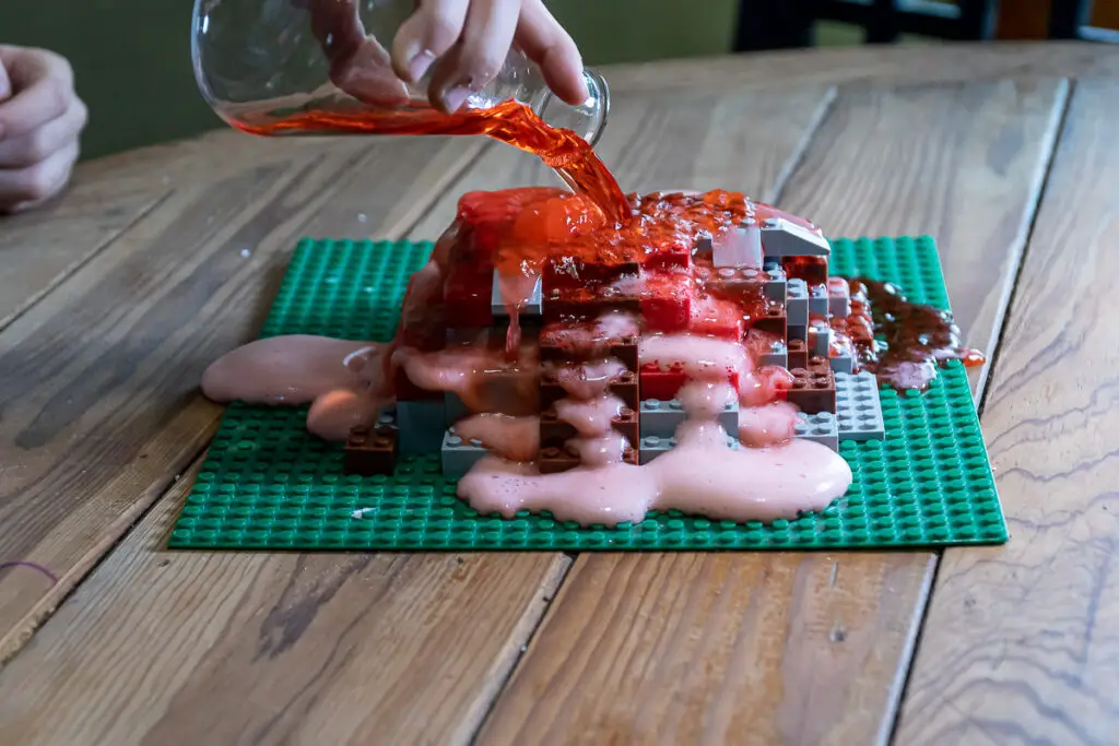 Lego Volcano with vinegar and water