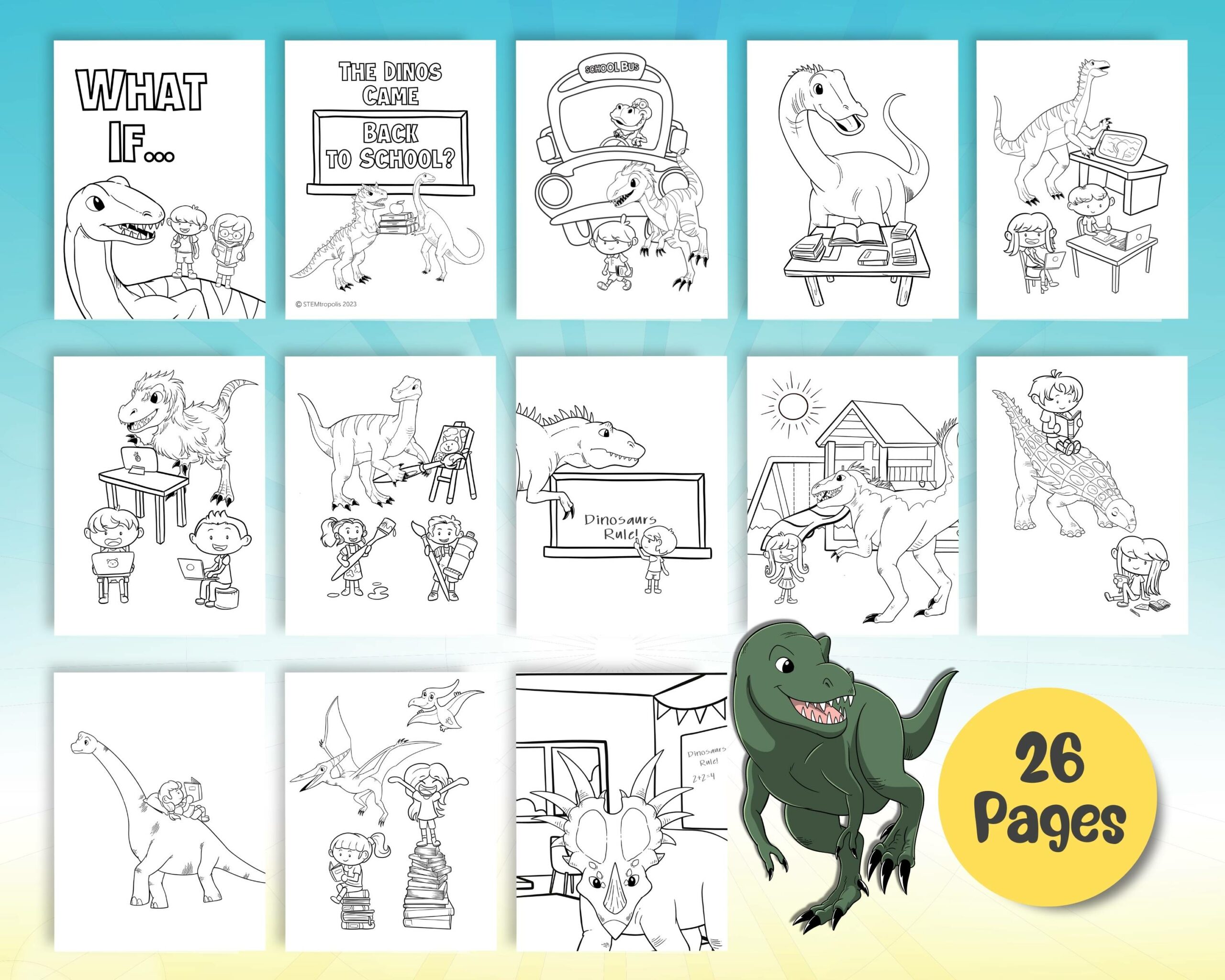 Printable Back to School Dinosaur Coloring Pages