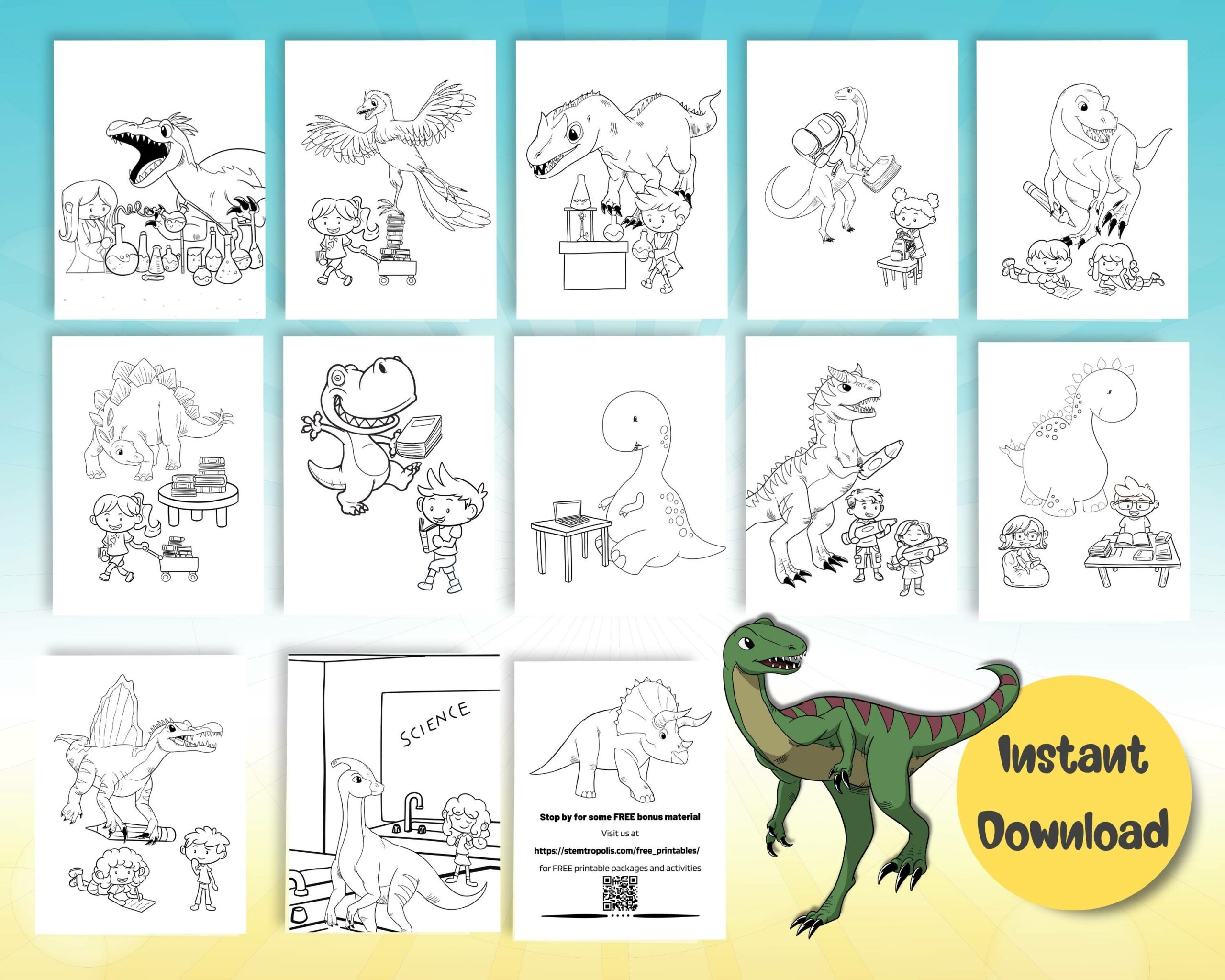 Printable Back to School Dinosaur Coloring Pages