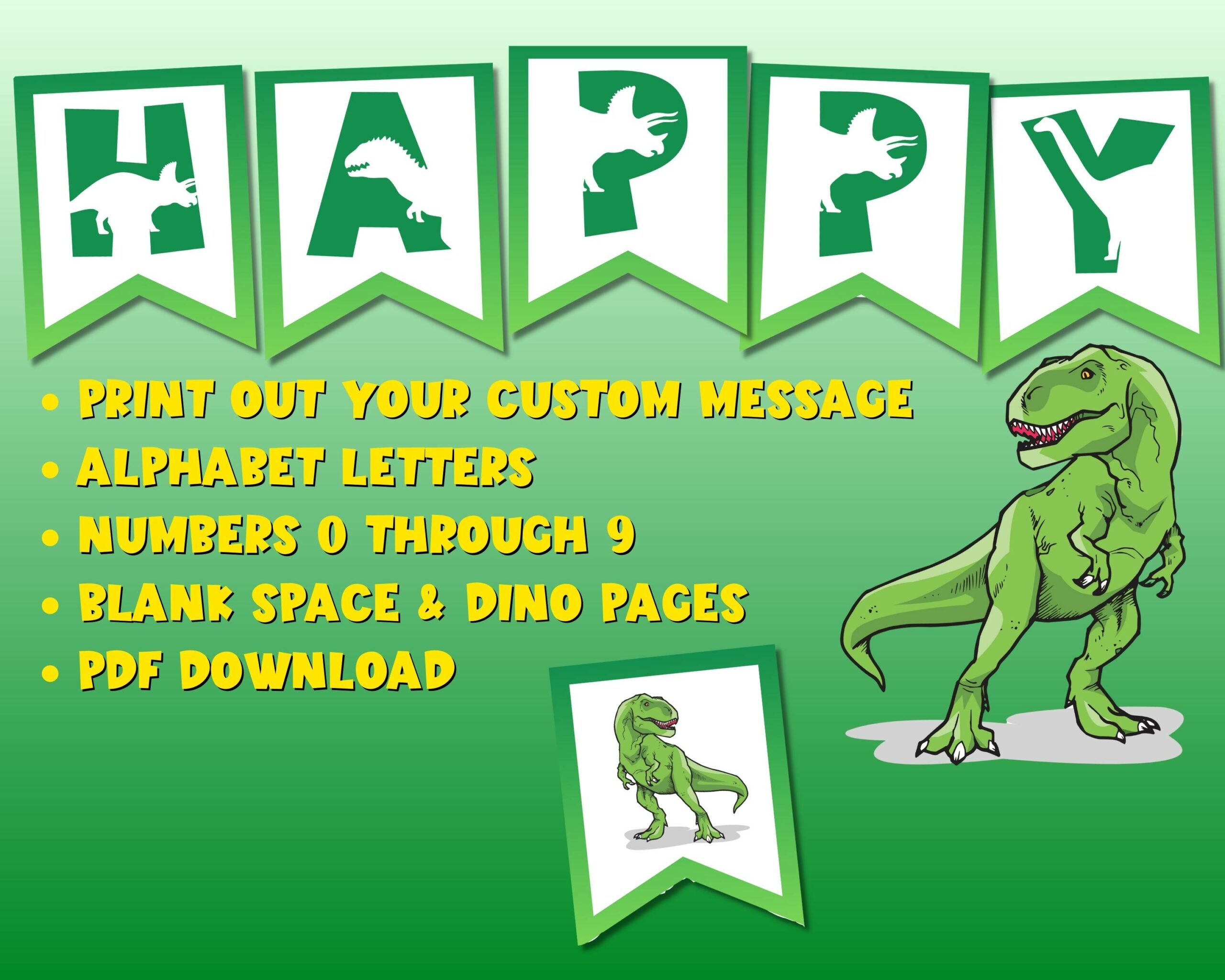 Alphabet Banner - Green Dinosaur