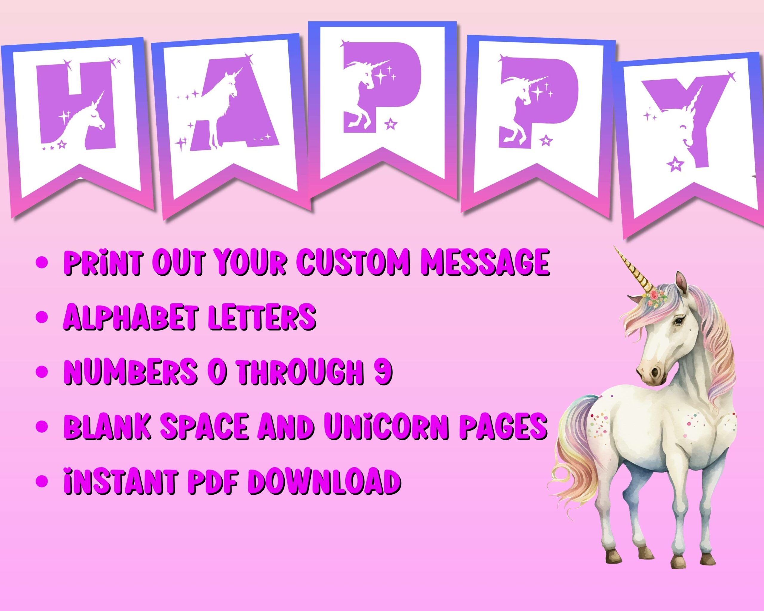 Alphabet Banner - Unicorn