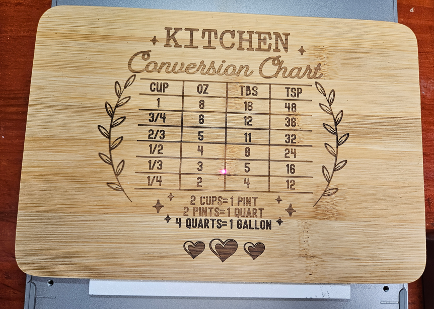 laser engraved cutting board