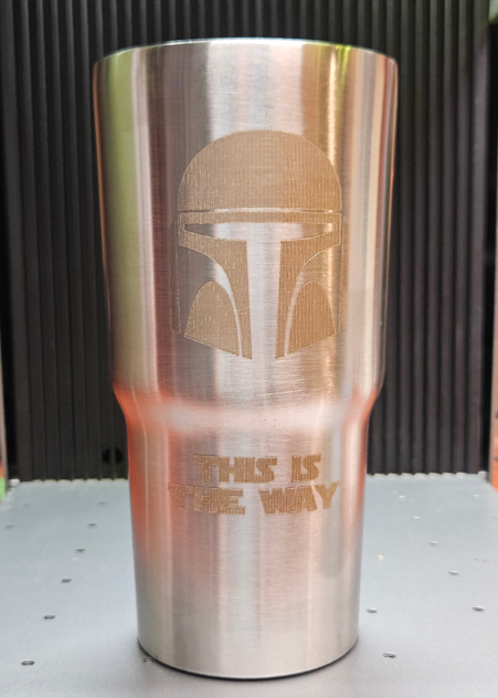 laser engraved mando tumbler